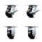 Service Caster 4 Inch Rubber on Steel Caster Set with Roller Bearing 2 Brakes and 2 Rigid SCC SCC-35S420-RSR-SLB-2-R-2 - alternate 1